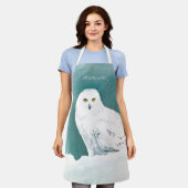 北極ティール(緑がかった色)スノーフクロウ エプロン (着用した状態)
