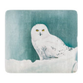 北極ティール（緑がかった色）スノーフクロウ カッティングボード (正面)