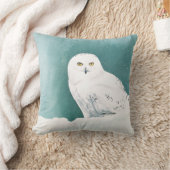 北極ティール（緑がかった色）スノーフクロウ クッション (ブランケット)