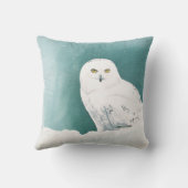 北極ティール（緑がかった色）スノーフクロウ クッション (裏面)