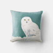 北極ティール（緑がかった色）スノーフクロウ クッション (正面)