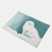 北極ティール（緑がかった色）スノーフクロウ ドアマット (アングル)