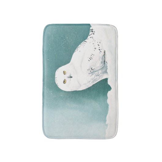 北極ティール(緑がかった色)スノーフクロウ バスマット (正面縦)