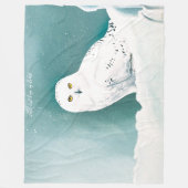 北極ティール（緑がかった色）スノーフクロウ フリースブランケット (正面)