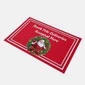 北極デリバリーサンタレッドホワイトフロントドア ドアマット (アングル)