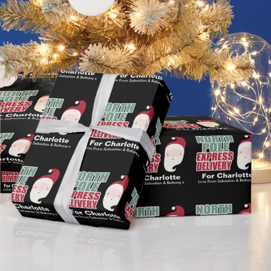 北極デリバリ表現スサンパーソナライズされたタ ラッピングペーパー (クリスマス)