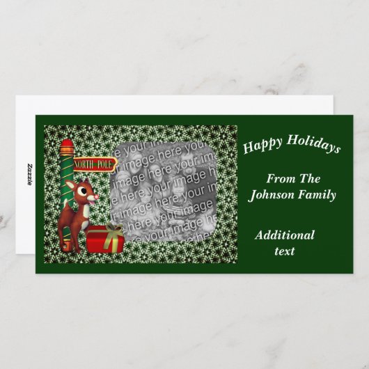 北極トナカイのクリスマスホリデーフォトカード シーズンカード (正面/裏面)