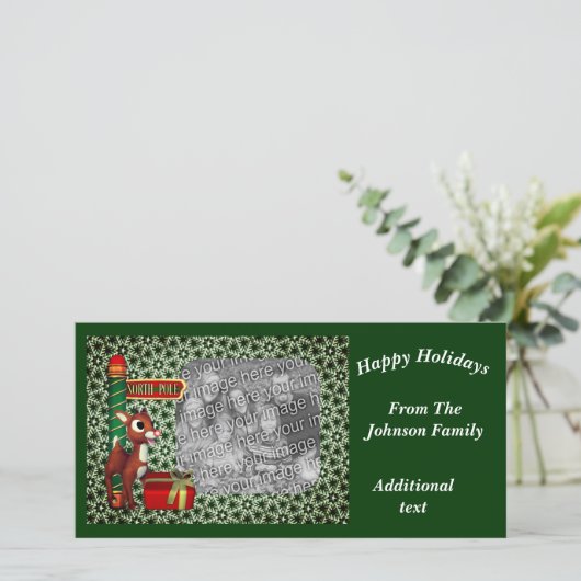 北極トナカイのクリスマスホリデーフォトカード シーズンカード (スタンド正面)