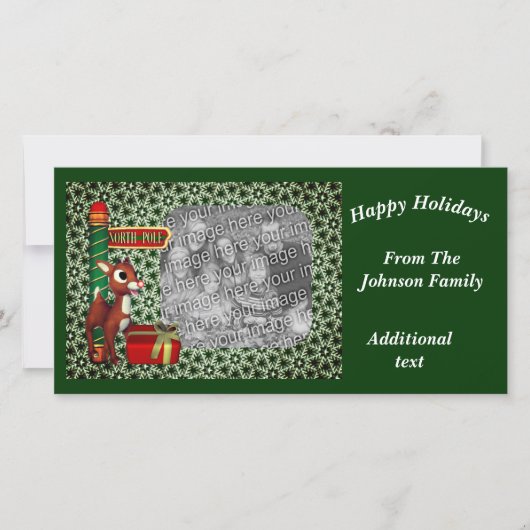 北極トナカイのクリスマスホリデーフォトカード シーズンカード (正面)