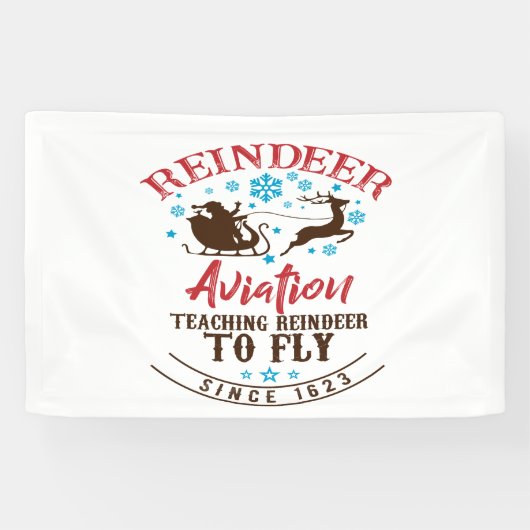 北極トナカイ飛んでいるクリスマス航空 横断幕 (横)
