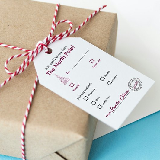 北極トレンディーマゼンタクリスマスネームギフトラベル ギフトタグ