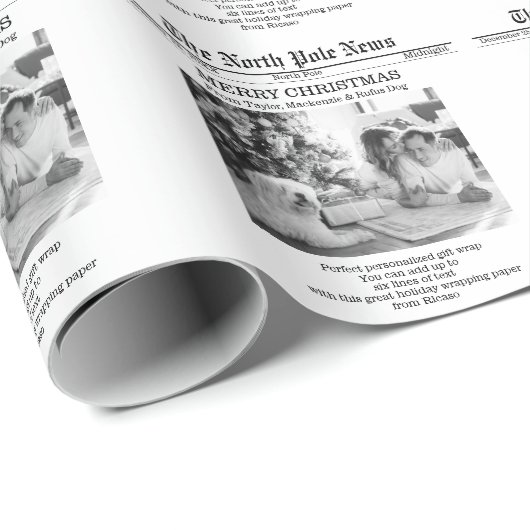 北極ニュースのクリスマスパーソナライズされた新聞 ラッピングペーパー (ロールコーナー)