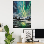 北極ノクターン：冬の風景と北リグ ポスター (ホームオフィス)