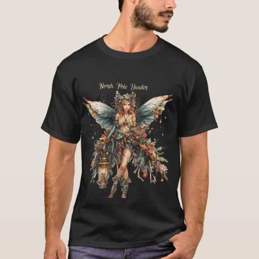 北極ハスラー。ファンタジーの妖精とランタン Tシャツ (正面)