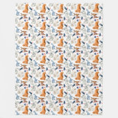 北極パターンの水彩画 北極の動物たち フリースブランケット (正面)