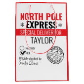 北極パーソナライズされたのデリバリ表現ス・クリスマス ミディアムペーパーバッグ (正面)