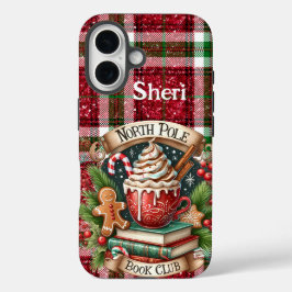 北極パーソナライズされたブッククラブクリスマスプレイド iPhone 16ケース