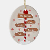 北極パーソナライズされた4ファミリ名 セラミックオーナメント (右)