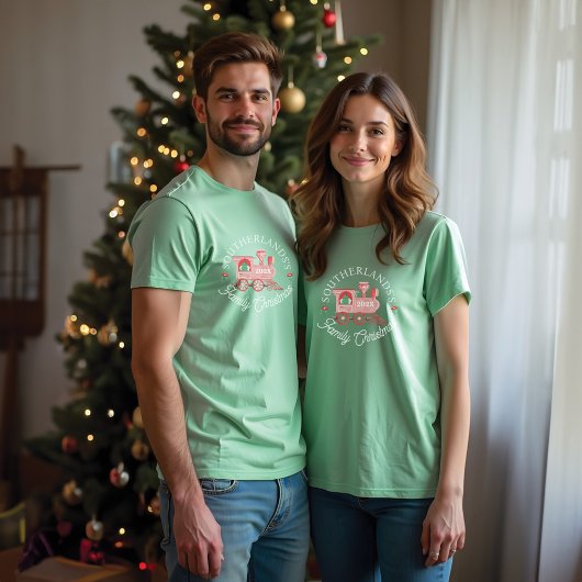 北極ピンク表現トレイン家族クリスマス トライブレンドＴシャツ