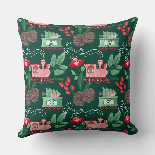 北極ピ表現ンクヴィンテージ列車モノグラム クッション (裏面)