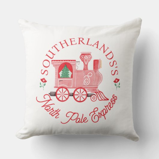 北極ピ表現ンクヴィンテージ列車モノグラム クッション (正面)