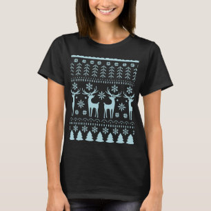 北極ブルーのフォークアートの冬のテーマ Tシャツ