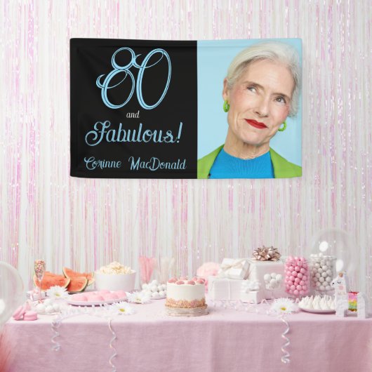 北極ブルー エイティ アンド ファビュラス 80歳の誕生日おめでとう 横断幕 (パーティー)
