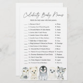 北極ベビーシャワー有名人ベビーネームゲーム (正面/裏面)