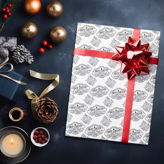 北極ホットココアヴィンテージスタンプパターン ラッピングペーパー