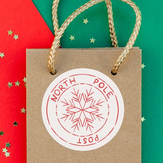 北極ポストスタンプスノーフレーククリスマス ラウンドシール