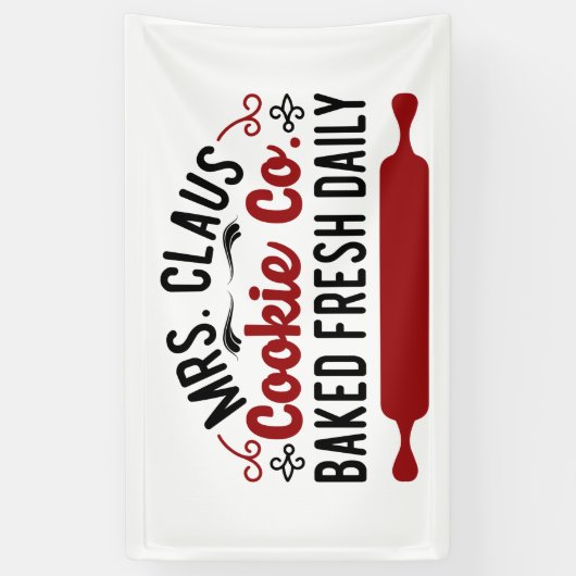 北極ミセスクロースクッキー会社クリスマス 横断幕 (縦)