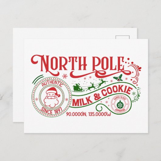 北極ミルククッキー会社クリスマス シーズンポストカード (正面/裏面)