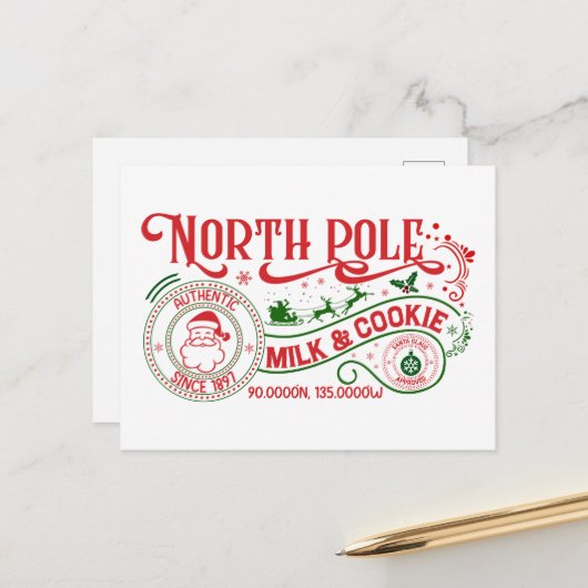 北極ミルククッキー会社クリスマス シーズンポストカード (正面/裏面インサイチュ)