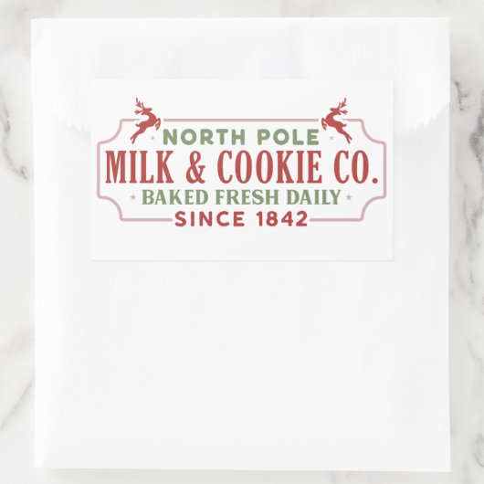 北極ミルククッキー会社クリスマス 長方形シール (バッグ)