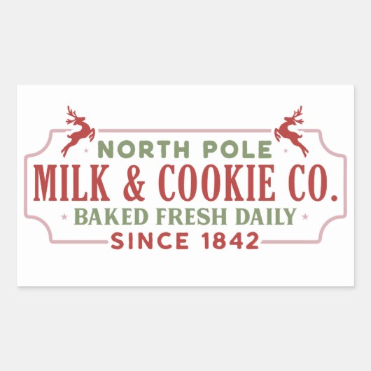 北極ミルククッキー会社クリスマス 長方形シール (正面)