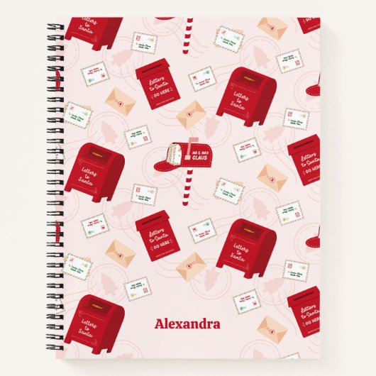 北極メールのクリスマスパターンパーソナライズされた ノートブック (正面)