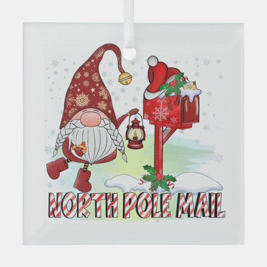 北極メール格言郵便箱ランタン ガラスオーナメント (正面)
