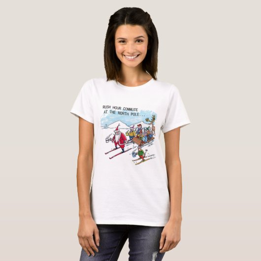 北極ラッシュアワー女性白Tシャツ Tシャツ (正面フル)