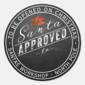 北極ワークショップのサンタ承認ギフトラベル ラウンドシール (正面)