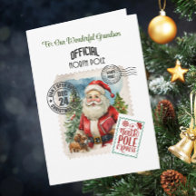 北極ヴィンテージサンタ5" x 7"折り畳みカード