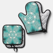 北極万華鏡のように千変万化するパターン 鍋つかみ&鍋敷きセット (正面/裏面)