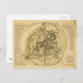 北極中心世界地図(1756) ポストカード (正面/裏面)