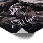 北極光が岩の海岸線を照らす ポスター (角)