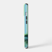 北極光の下のヴァイキングの船 iPhone 15ケース (左側面)