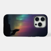 北極光の下の狼 iPhoneケース (裏面横)