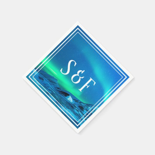 北極光オーロラ結婚ーノーザンライト スタンダードカクテルナプキン (角)