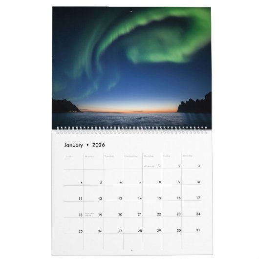 北極光2026 カレンダー (1月 2026)