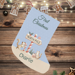 北極冬かわいい猫たち初めてのクリスマス スモールクリスマスストッキング