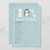 北極冬の動物が赤ちゃんのシャワーゲームを望む 招待状 (正面/裏面)