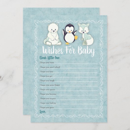 北極冬の動物が赤ちゃんのシャワーゲームを望む 招待状 (正面/裏面)